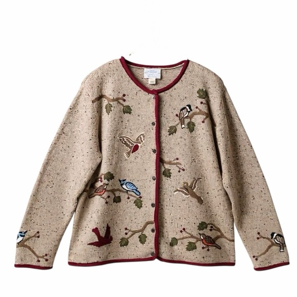 Christopher & Banks Sweaters - Christopher & Banks Hand Embroidered Bird Cardigan Sweater Large Y2K